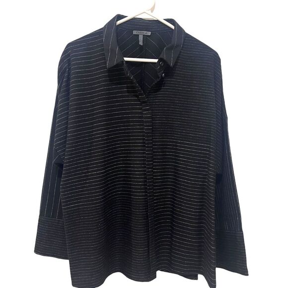 OSKA Women's Unlined Lightweight Black Striped Wool Jacket size 1 US6/8 - Picture 1 of 16